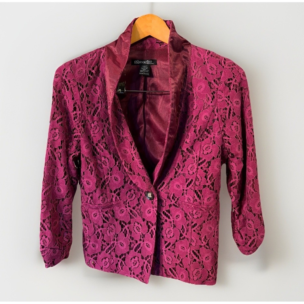 Y2K Cotton Blend Lace Women's Large Blazer Whimsical Cottagecore